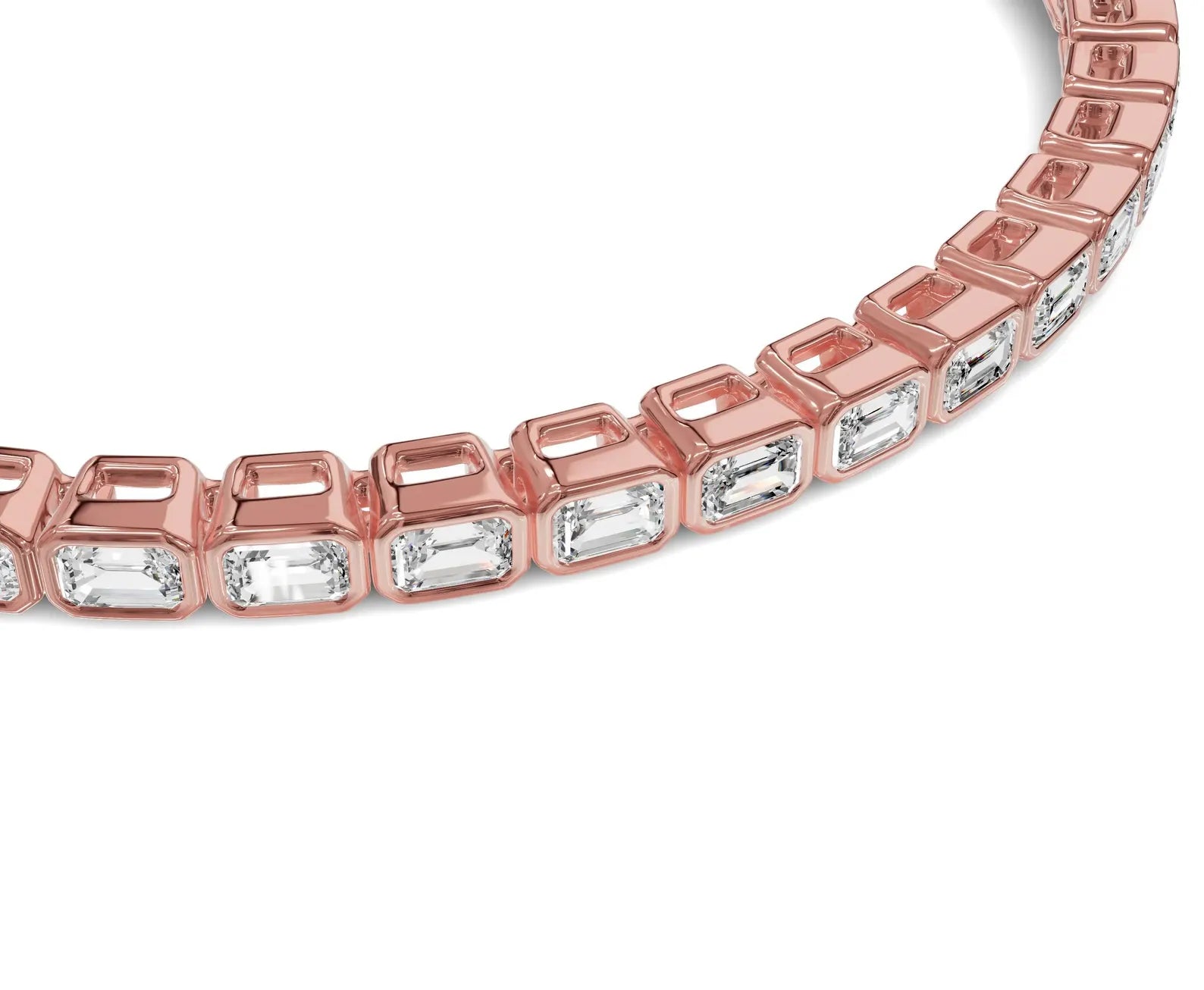 Rose Gold Emerald Cut Solitaire Tennis Bracelet