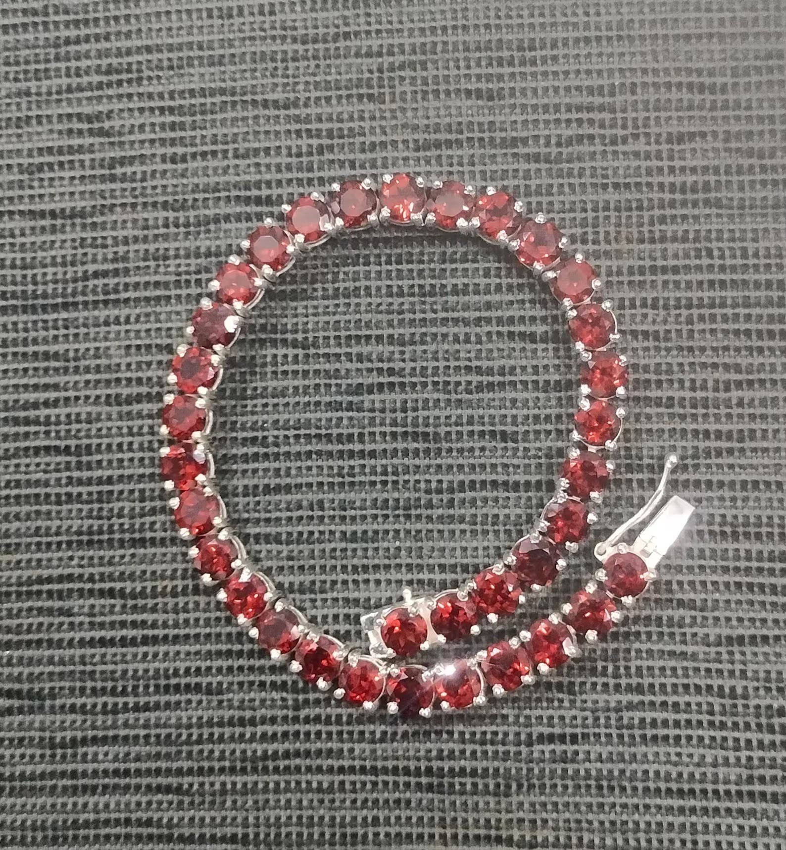 Royal Garnet Silver Tennis Bracelet