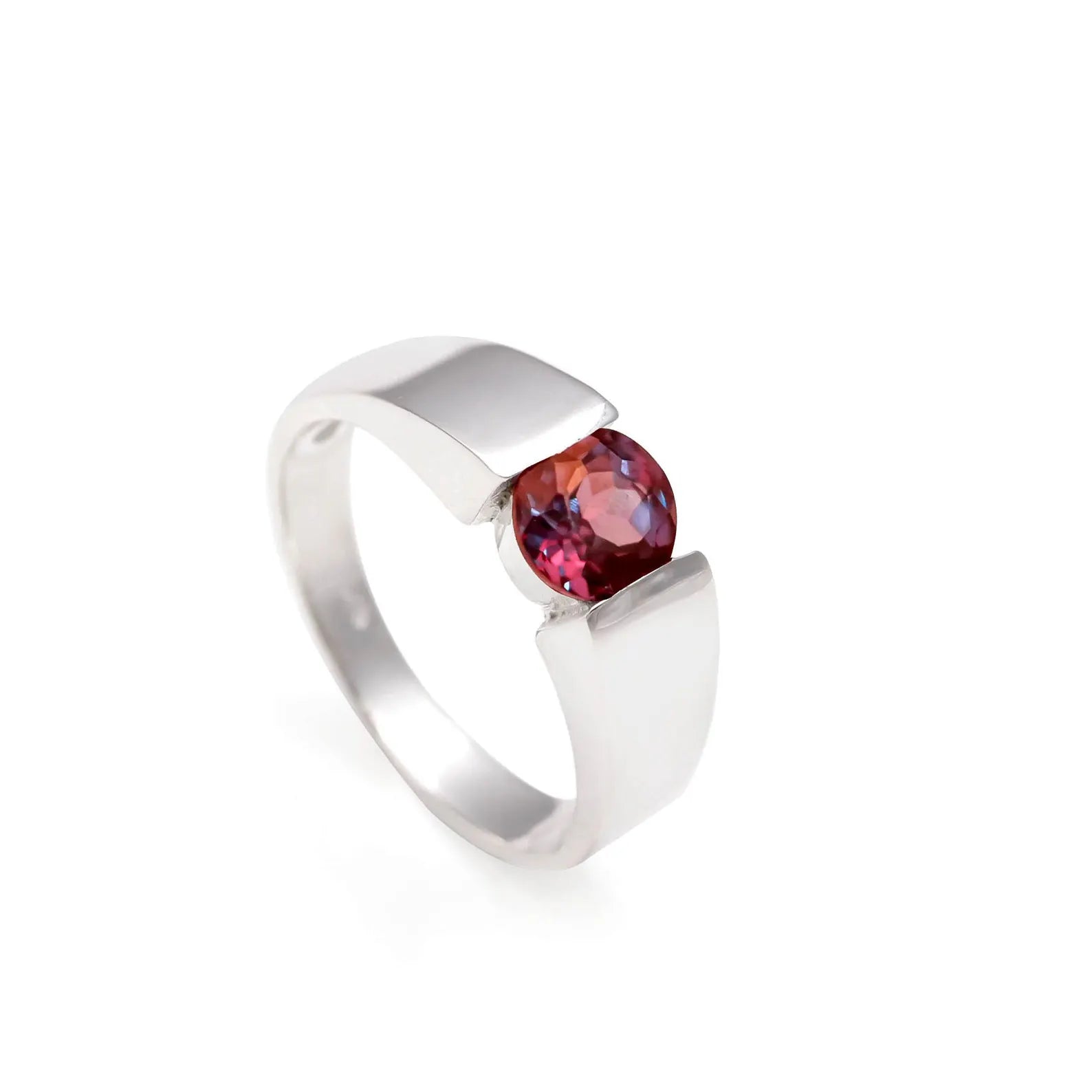 Menβs Alexandrite Tension Set Solitaire Ring