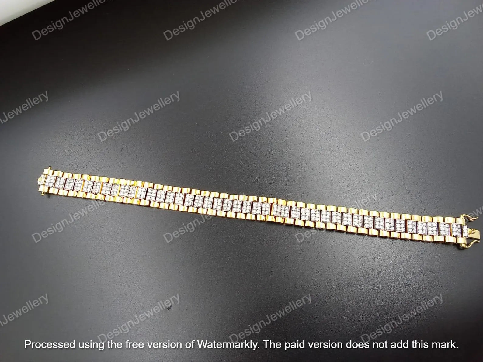 Menβs Presidential Two-Tone Diamond Link Bracelet
