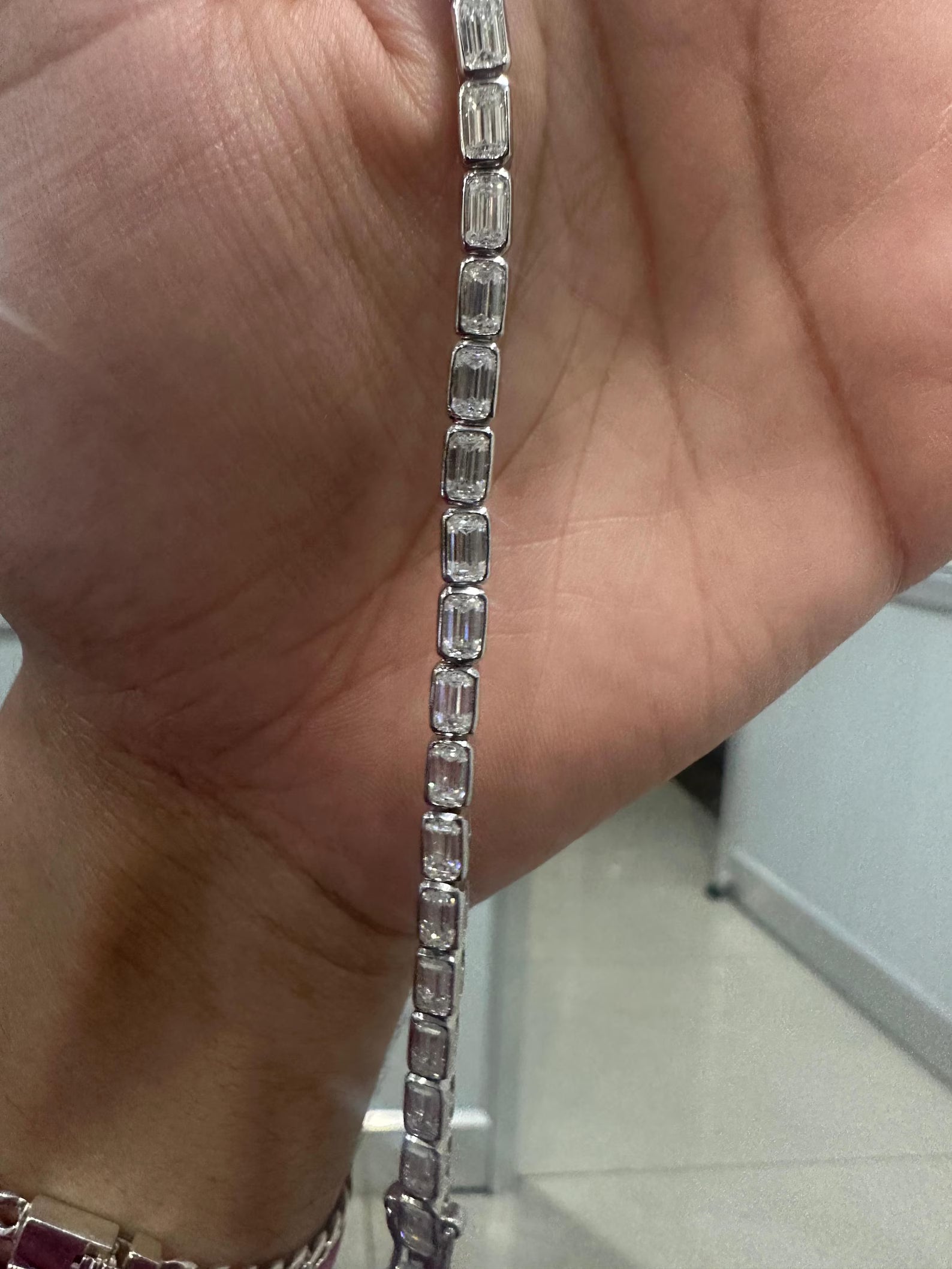 Elite Emerald-Cut Bezel Tennis Bracelet