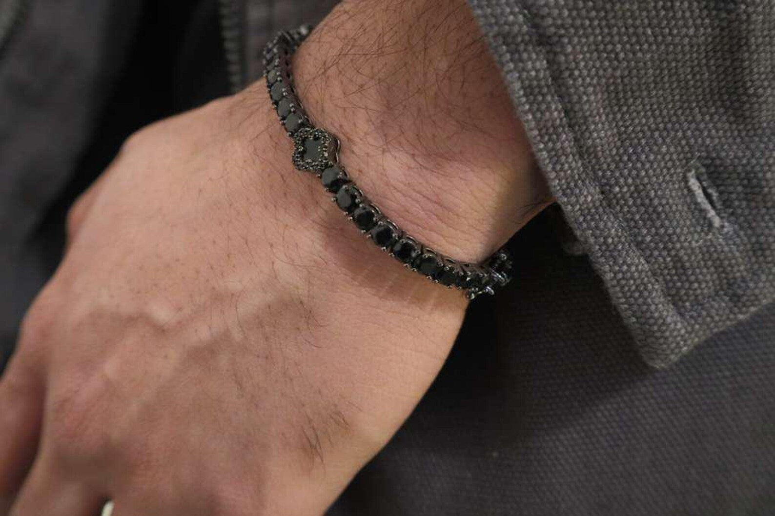 Onyx Clover Tennis Bracelet