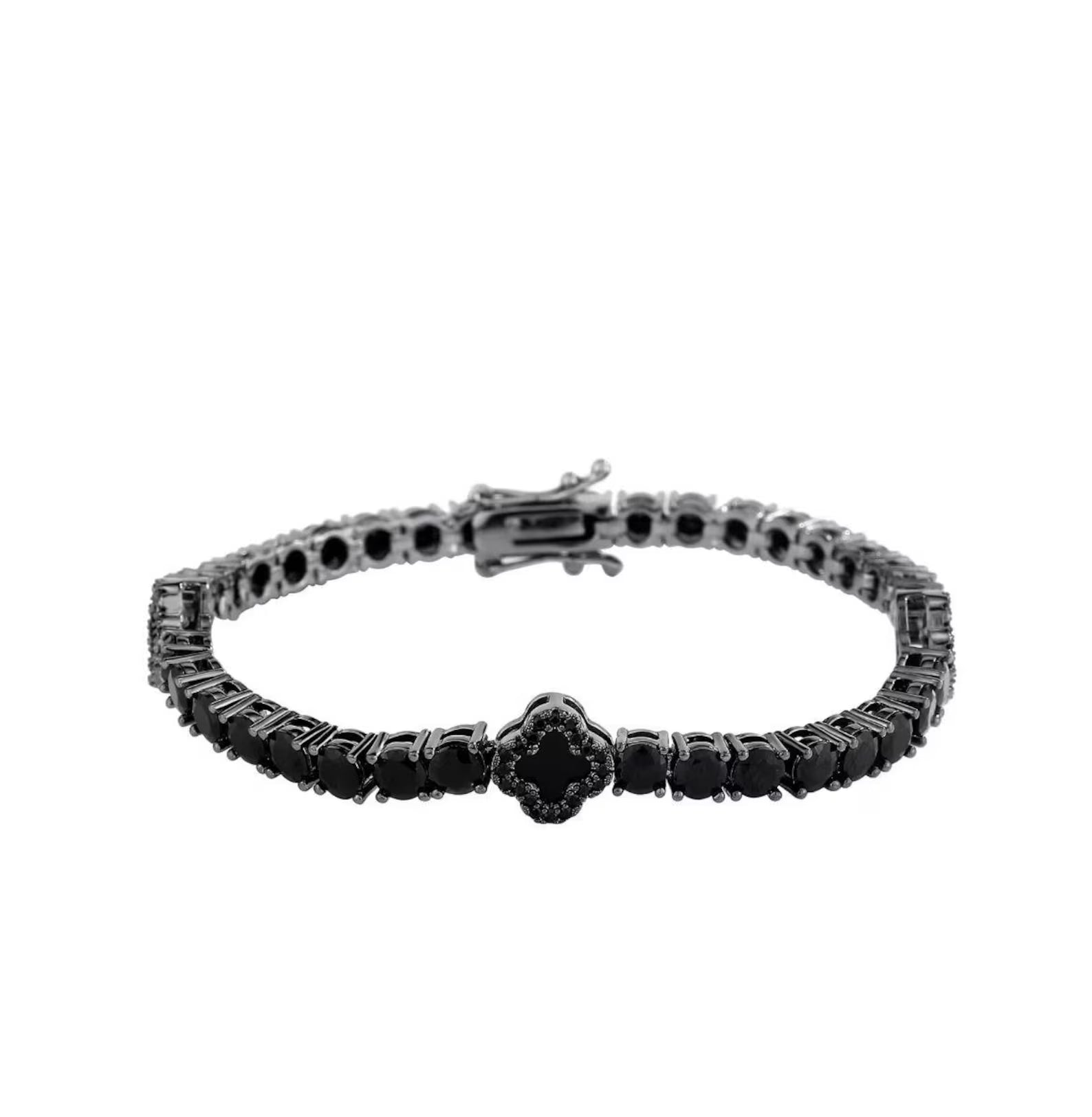 Onyx Clover Tennis Bracelet