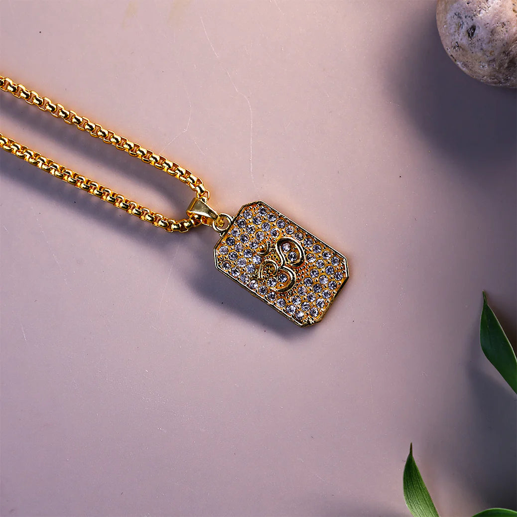 Plated Om Dog Tag Pendant Necklace