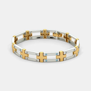 Two Tone Sanctuary Architectural Cross Bracelet