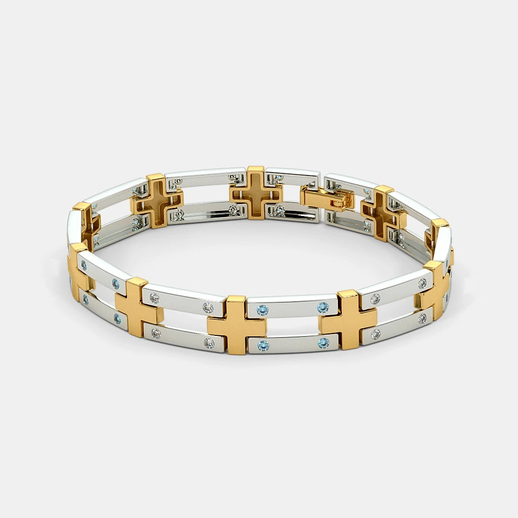 Two Tone Sanctuary Architectural Cross Bracelet