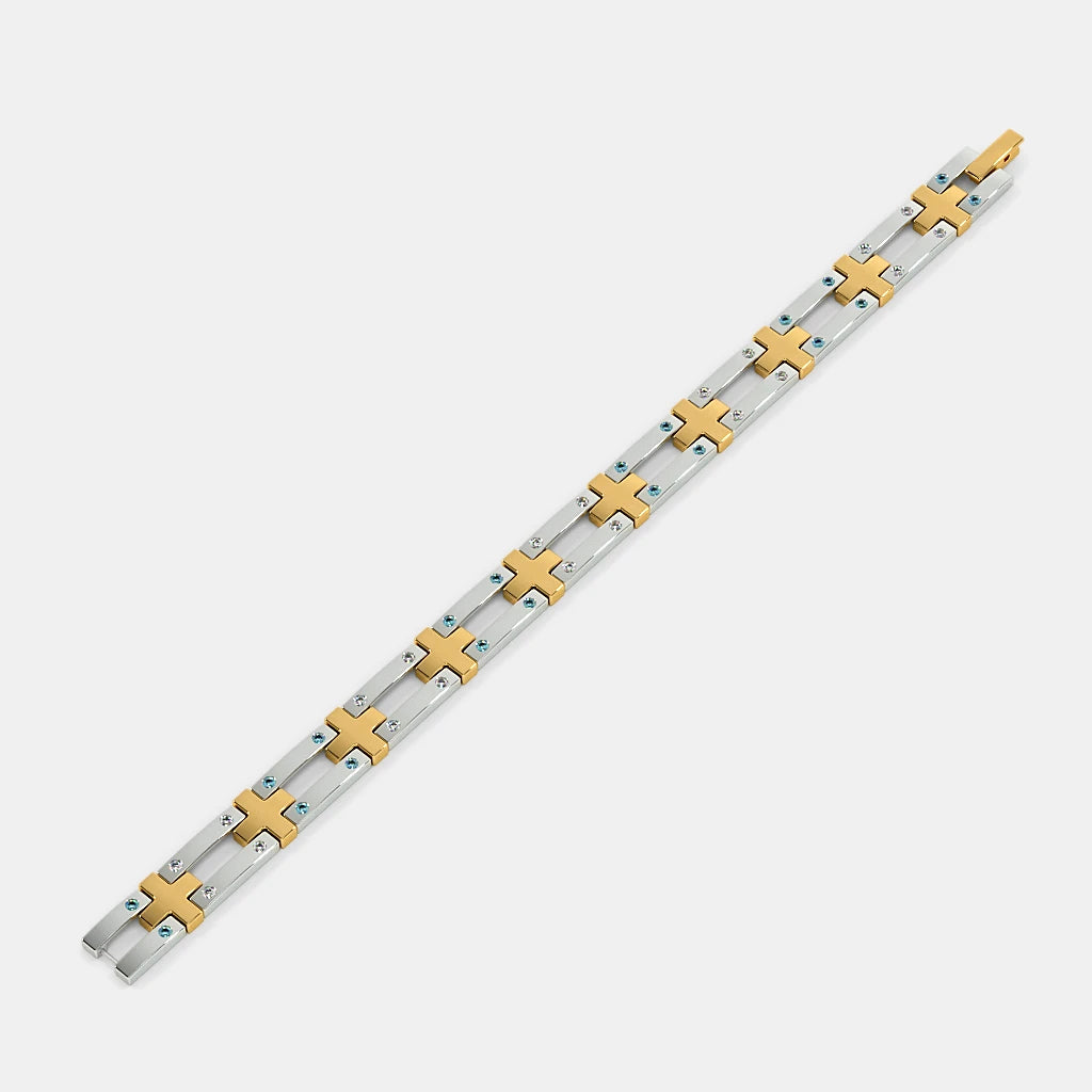 Two Tone Sanctuary Architectural Cross Bracelet