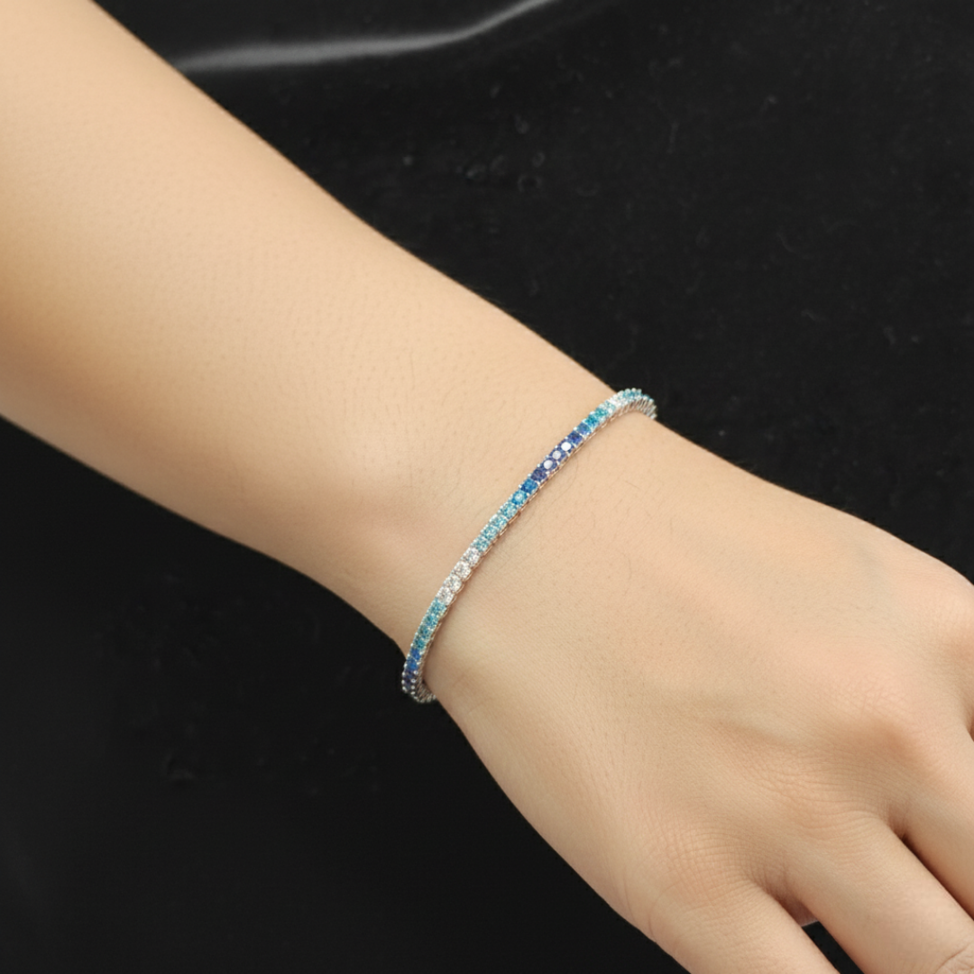 Silver Ocean Gradient Tennis Bracelet