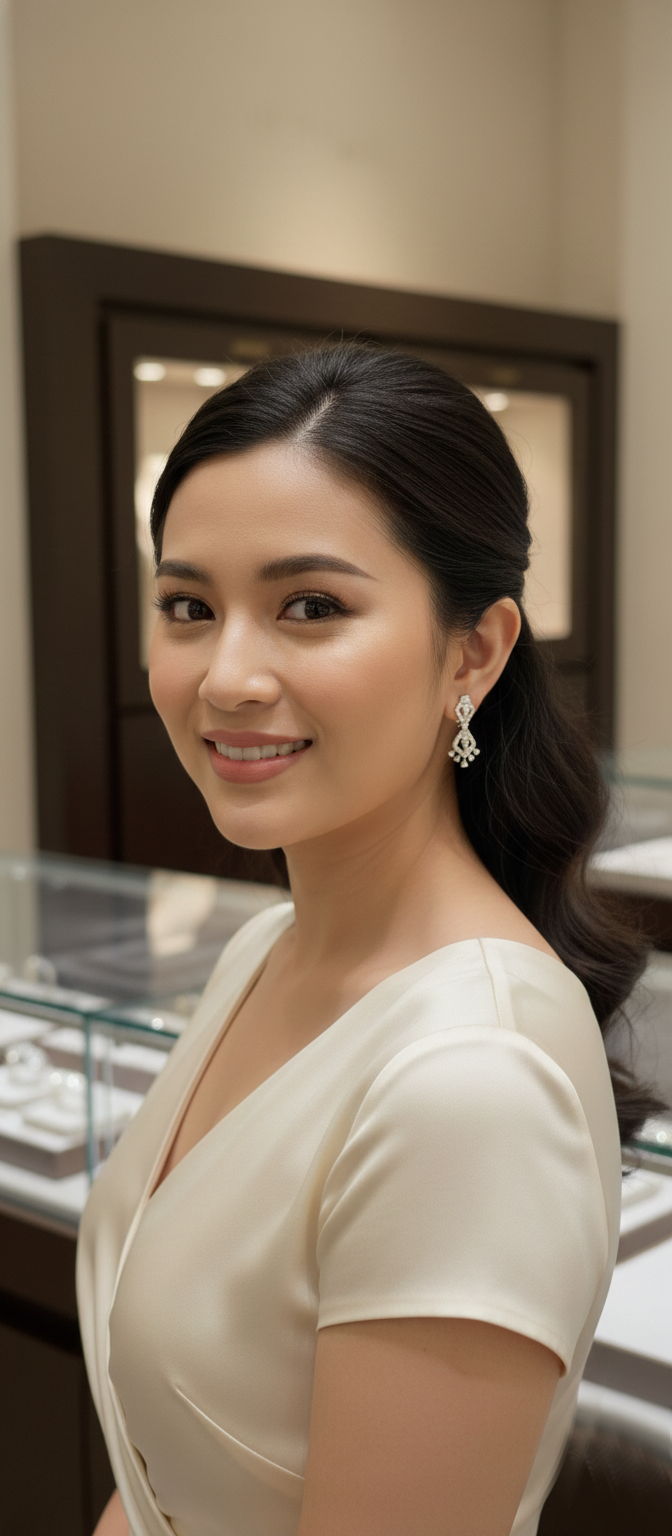 Graceful Art Deco Drop Earrings in White Gold Finish