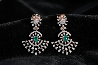Emerald Radiance Fan Earrings