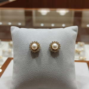 Moonlit Pearl Halo Studs