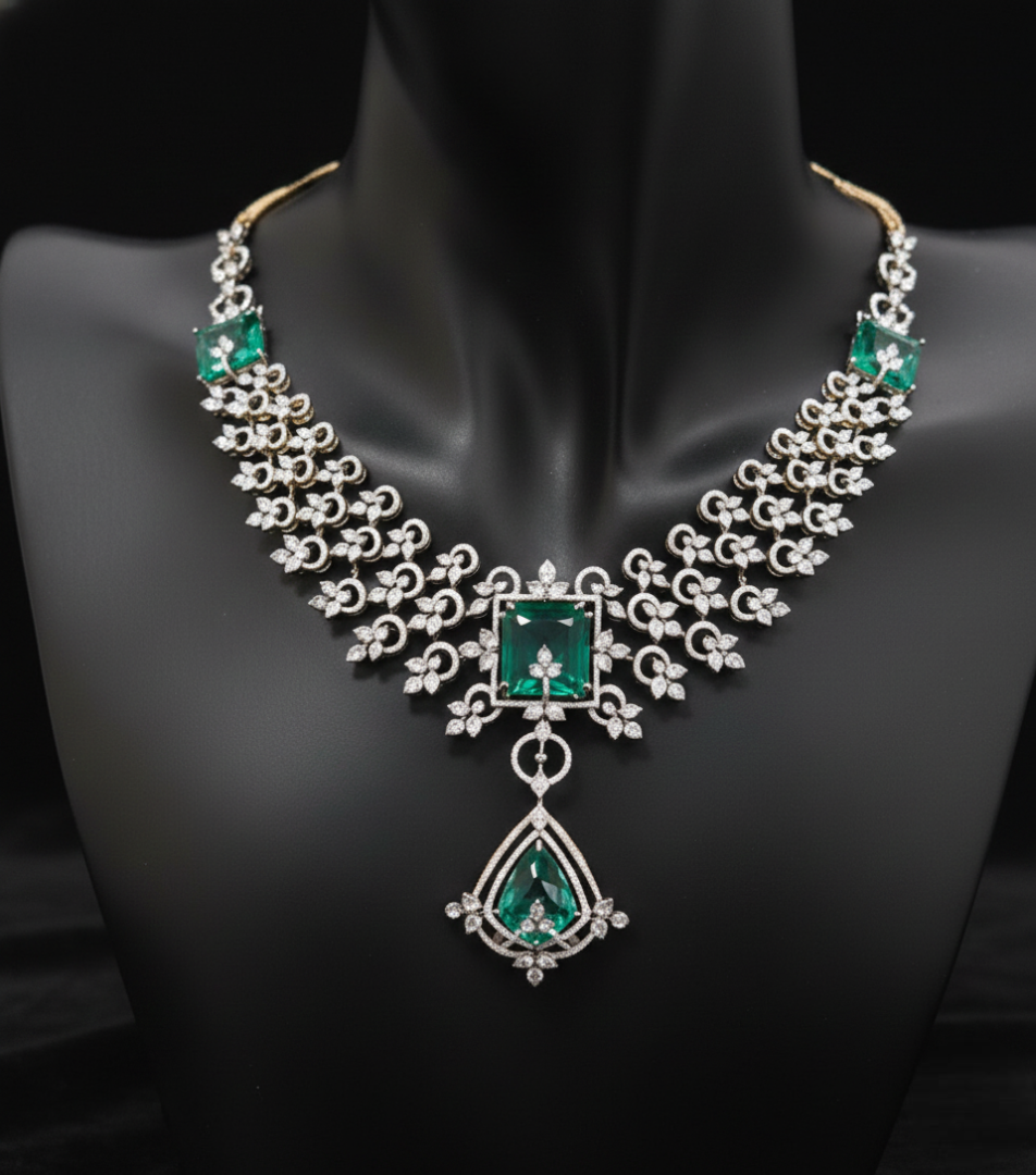 Imperial Emerald & Diamond Statement Necklace