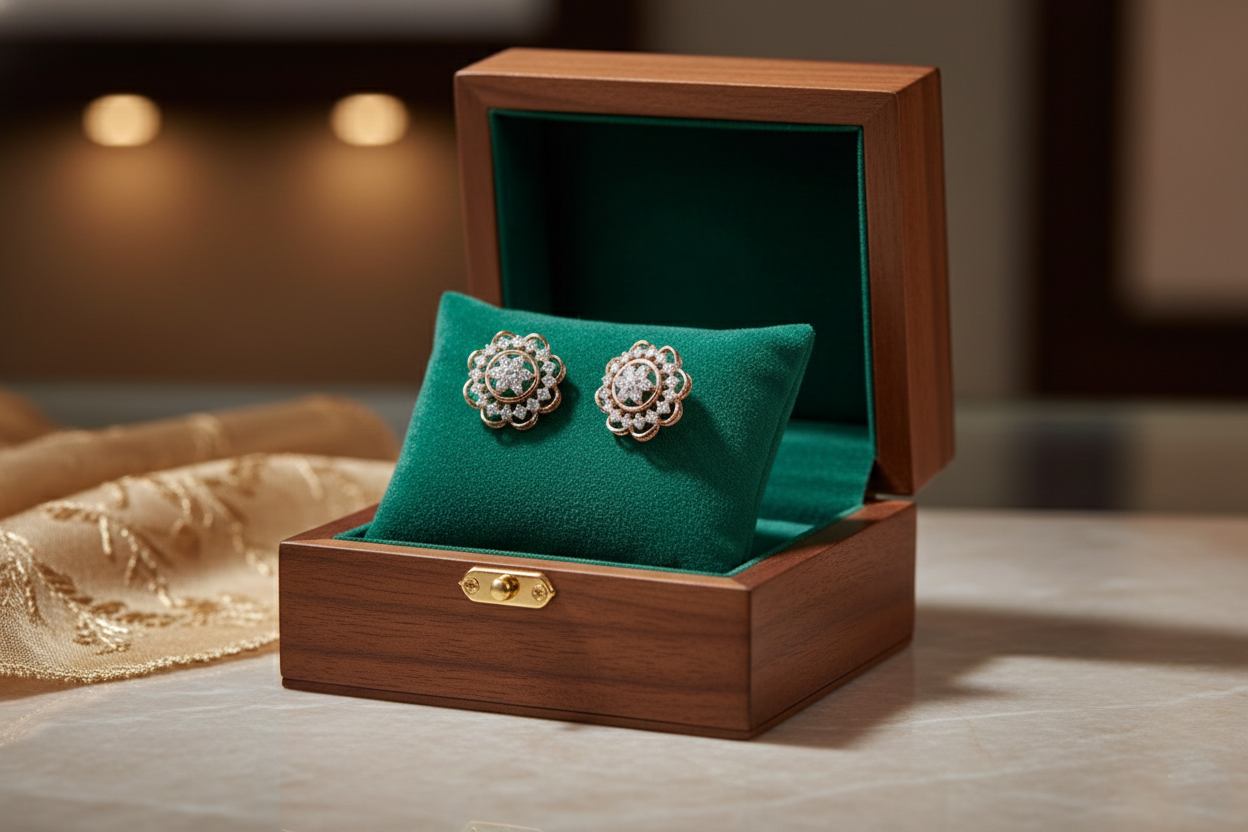 Rose Gold Floral Star Stud Earrings