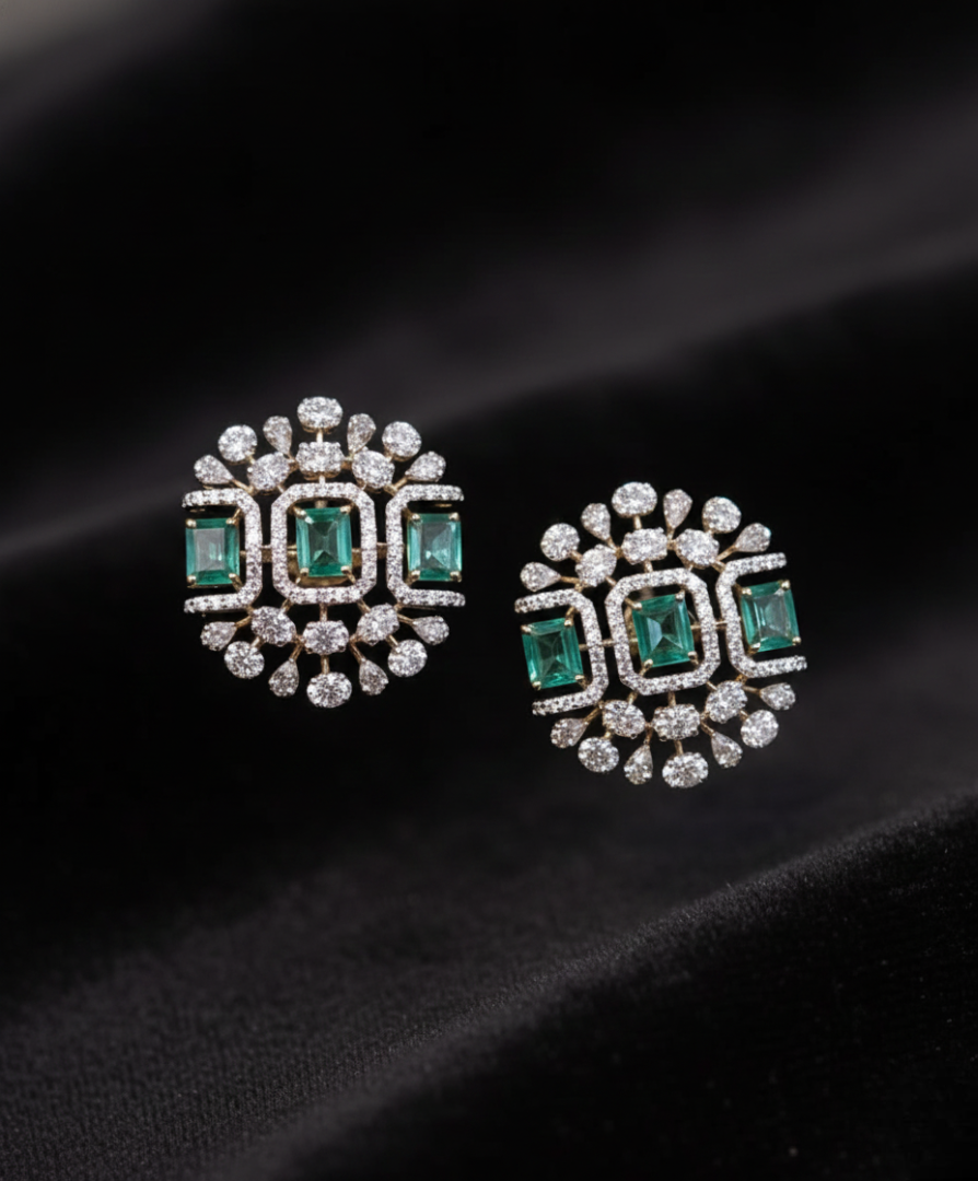 Emerald & Diamond Radiance Studs