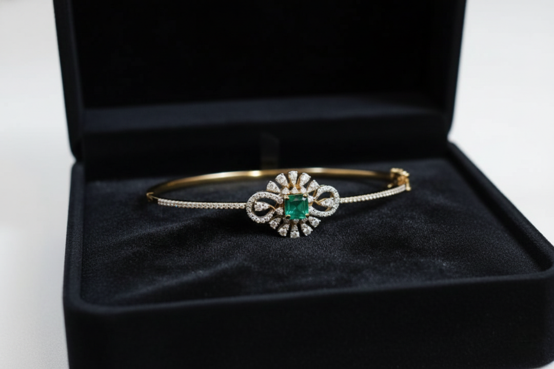 Emerald Radiance Filigree Bracelet