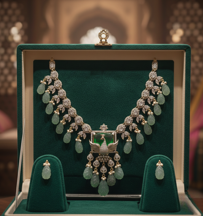 Eternal Bloom Polki Necklace & Stud Set