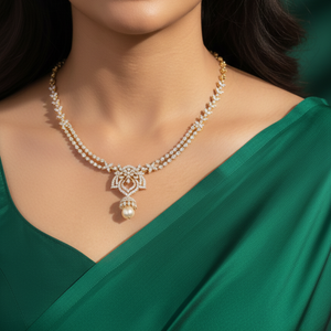 Rose Gold Floral Lace Diamond Necklace