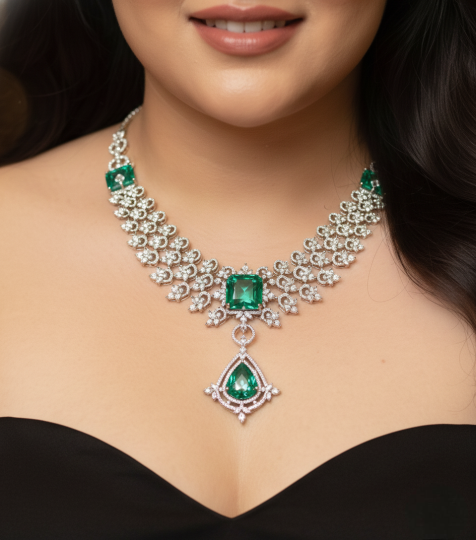 Imperial Emerald & Diamond Statement Necklace