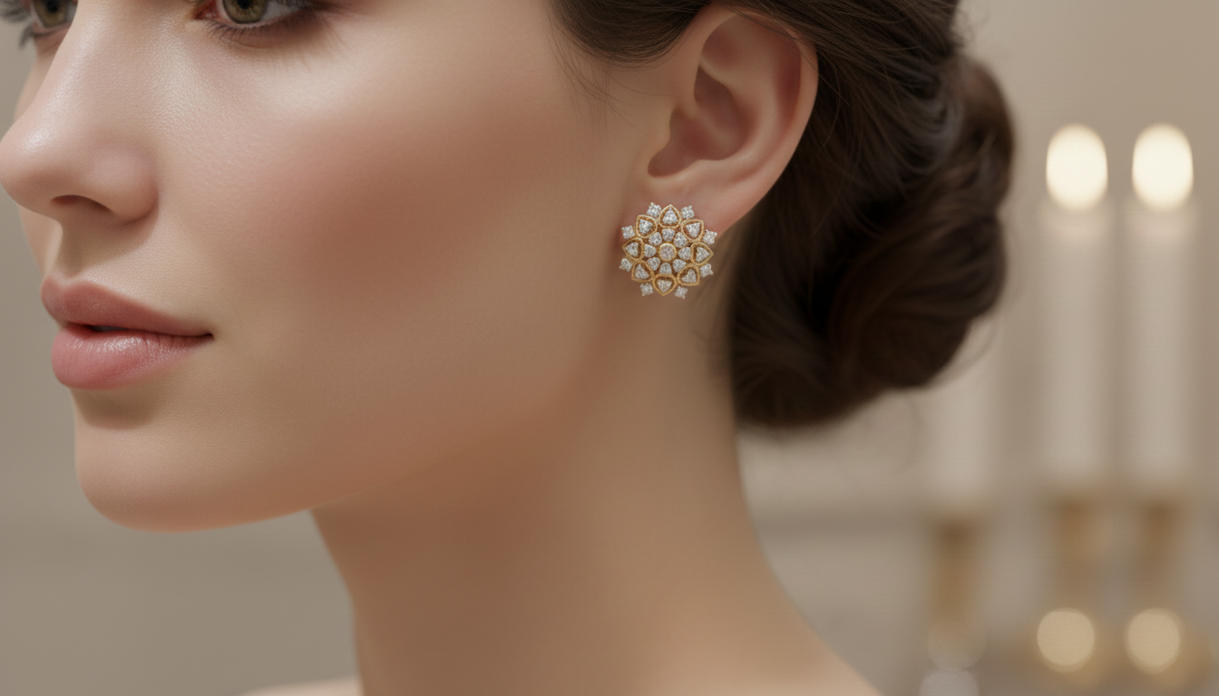 22K Gold Plated Heritage Floral Studs