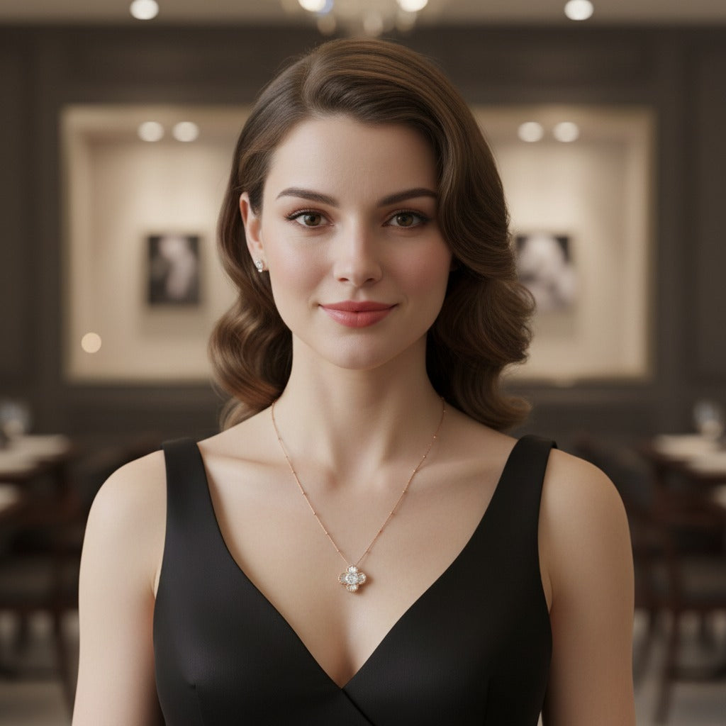 Rose Gold Brilliant Clover Necklace