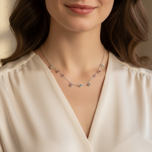 Silver Multicolor Pastel Gemstone Necklace