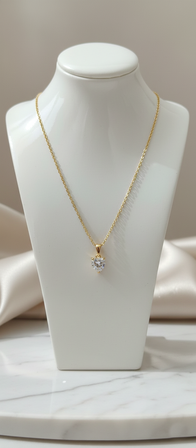 Heart Cut Solitaire Diamond Pendant