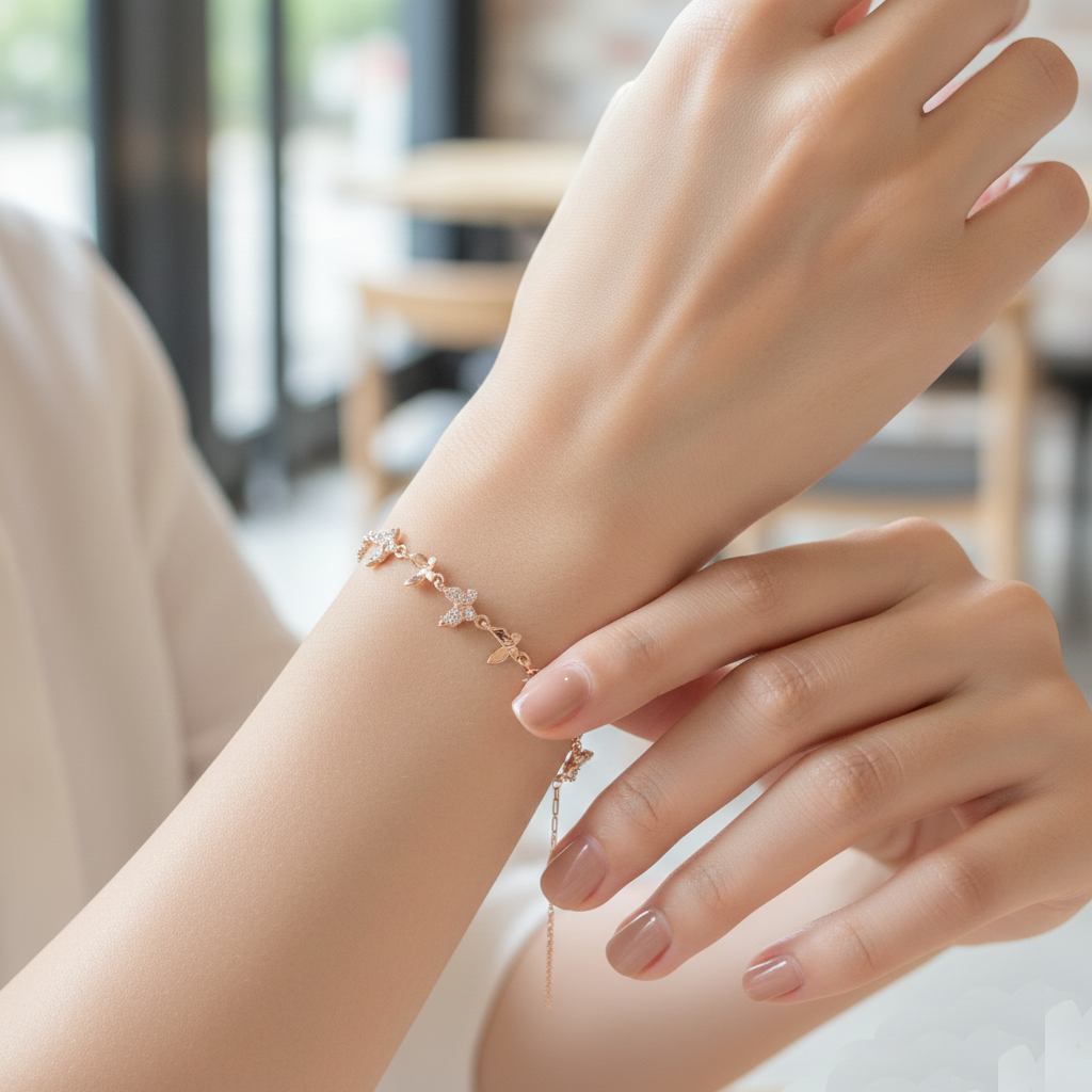 Rose Gold Butterfly Charm Bracelet