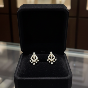 Graceful Art Deco Drop Earrings in White Gold Finish