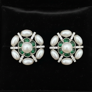 Imperial Pearl & Emerald Radiance Studs