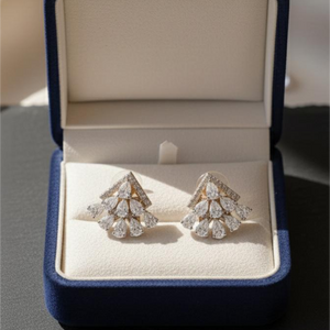 18K Gold Geometric Fan Studs