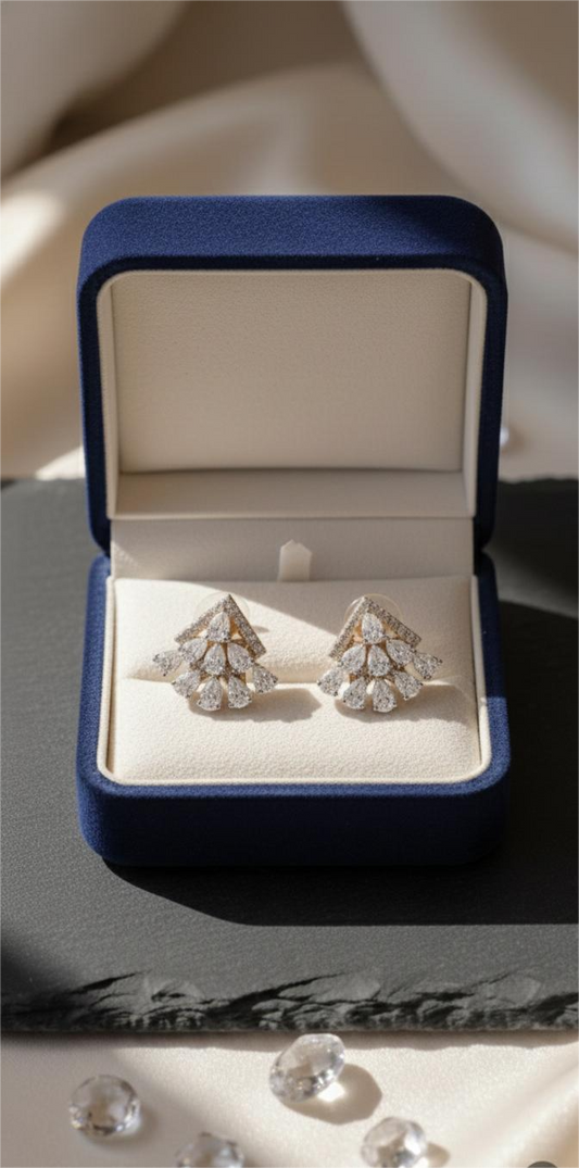 18K Gold Geometric Fan Studs