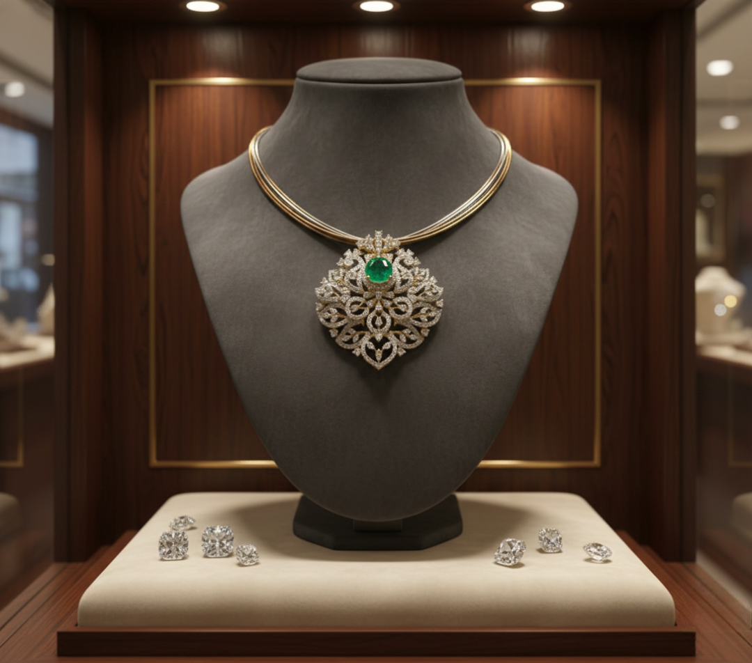 Regal Emerald Filigree Pendant