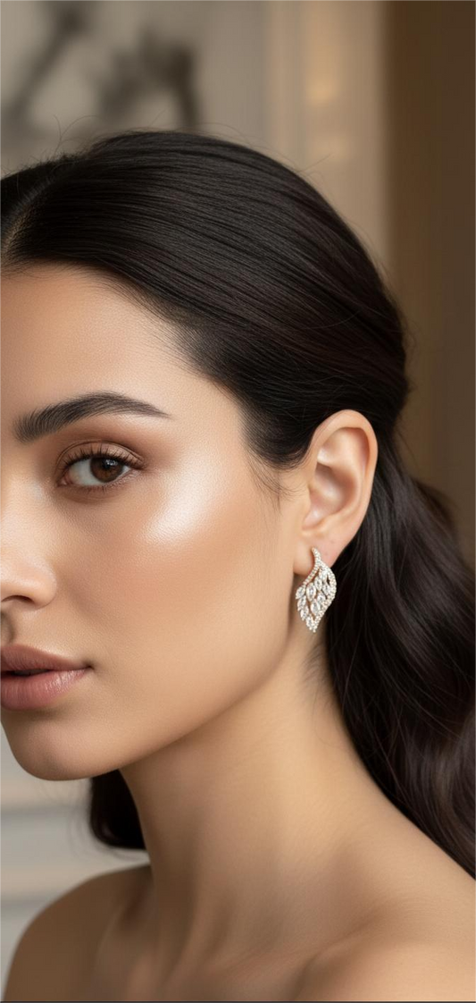 18K Gold Marquee Leaf Studs