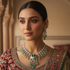 Eternal Bloom Polki Necklace & Stud Set