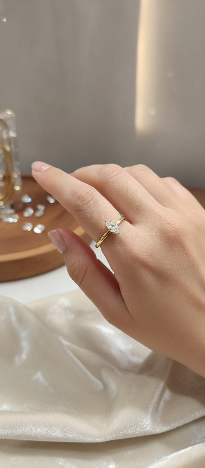 Marquise Cut Diamond Solitaire Ring