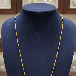 Modern Diamond Mangalsutra with Gold & Black Bead Chain