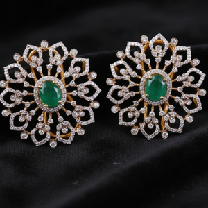 Floral Emerald Sunburst Studs