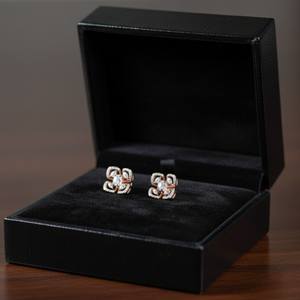 Rose Gold Quatrefoil Bloom Studs