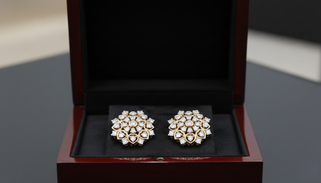 Heart Petal Diamond Studs