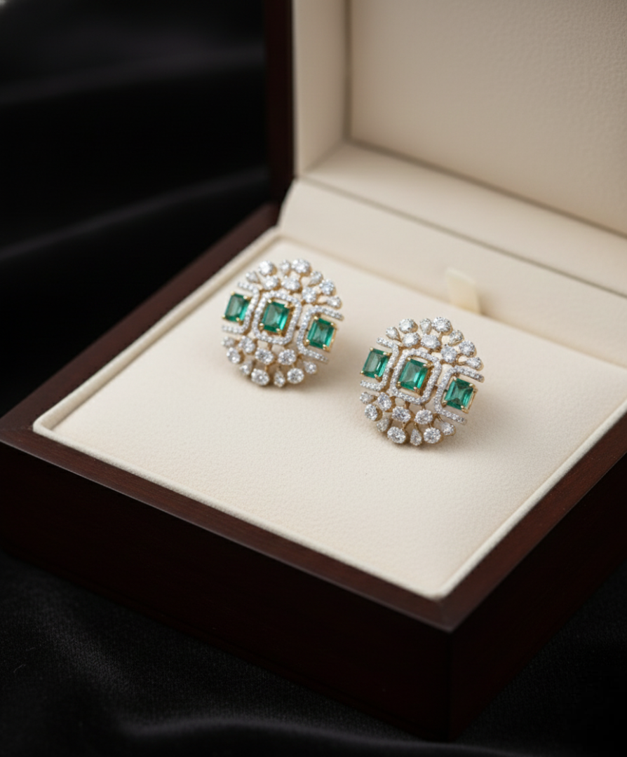 Emerald & Diamond Radiance Studs