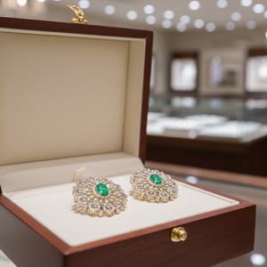 Floral Emerald Sunburst Studs