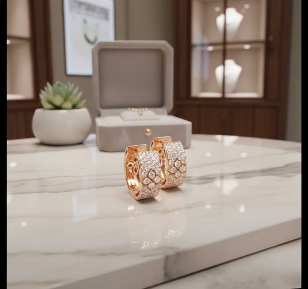 Blossom Pavé Huggie Hoops