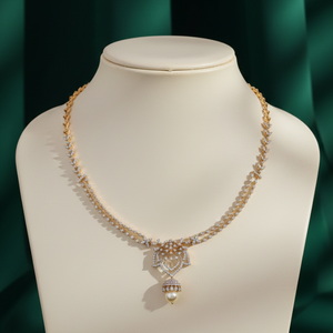 Rose Gold Floral Lace Diamond Necklace