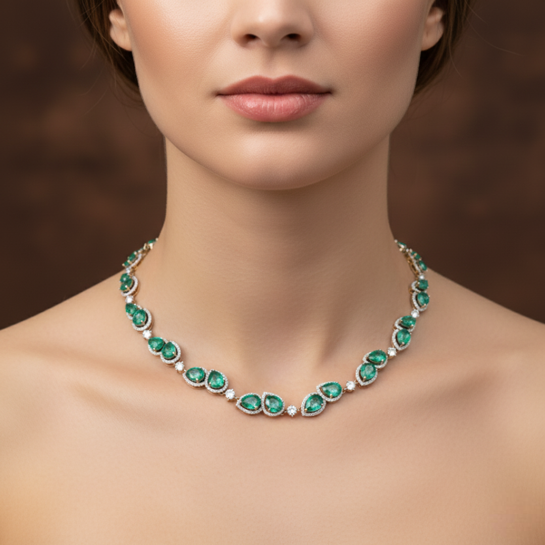 Sovereign Emerald Halo Necklace