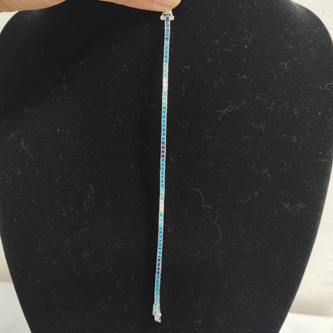 Silver Ocean Gradient Tennis Bracelet