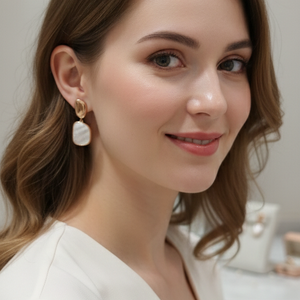 Rose Gold Mother of Pearl Pebble Necklace
