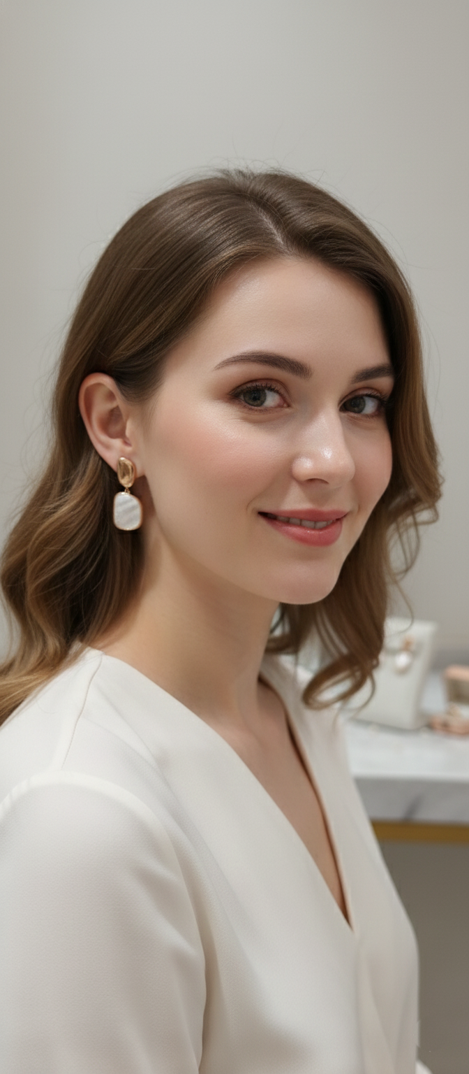 Rose Gold Mother of Pearl Pebble Necklace