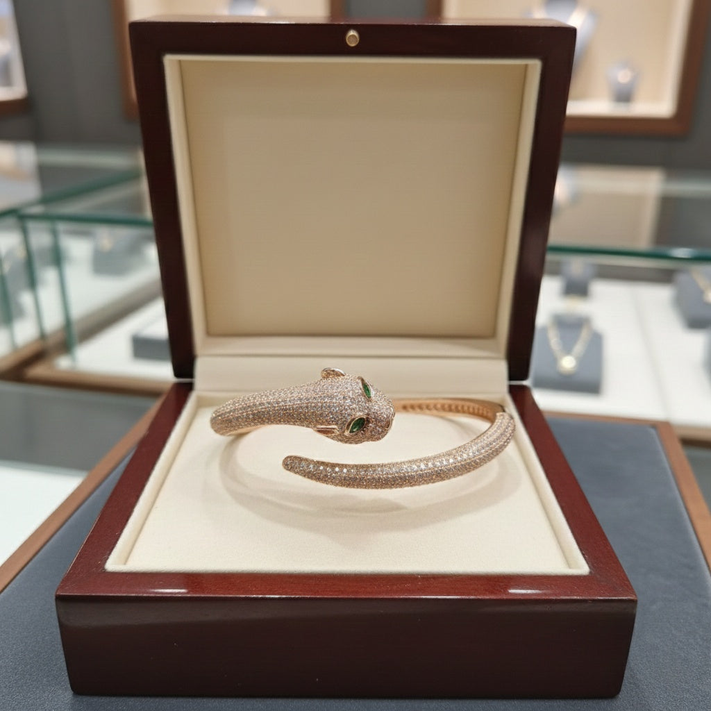 Rose Gold Panther Statement Bangle