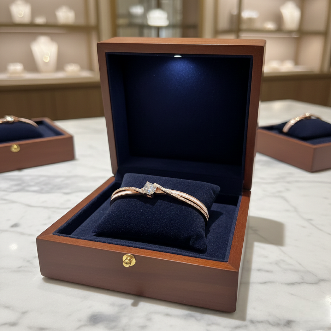 Serenity Solitaire Rose Gold Bangle