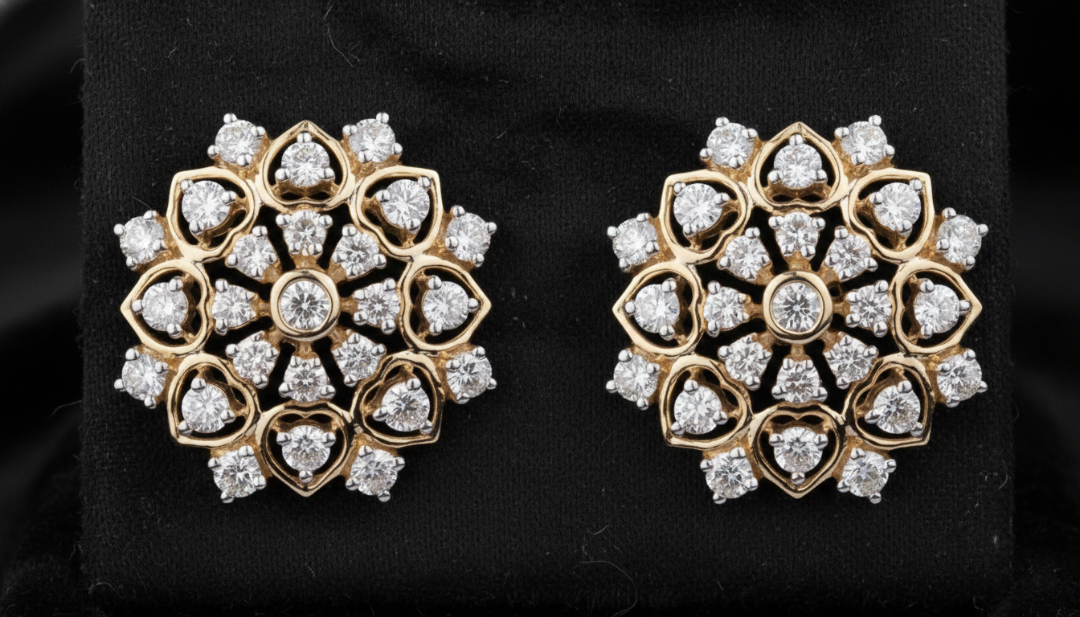 Heart Petal Diamond Studs